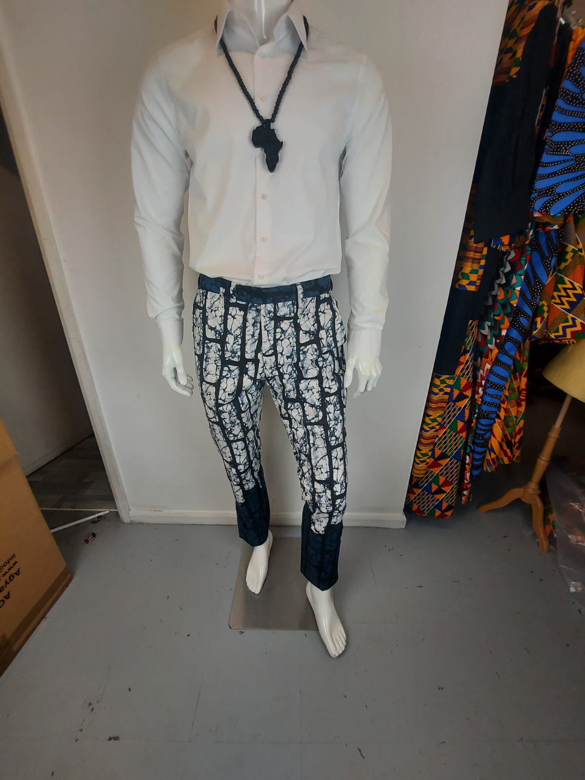 Adire Grid Heritage Trousers