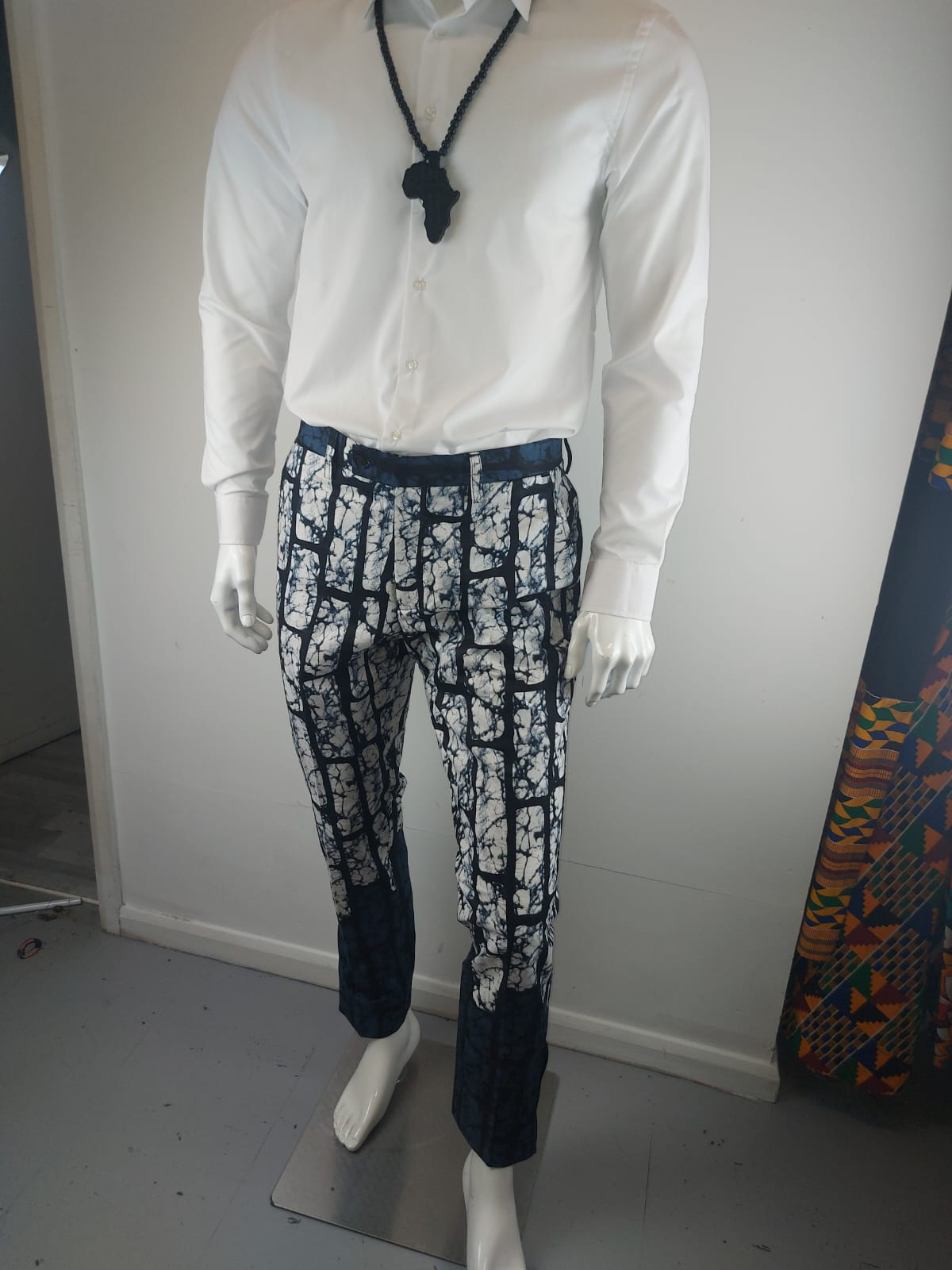 Adire Grid Heritage Trousers