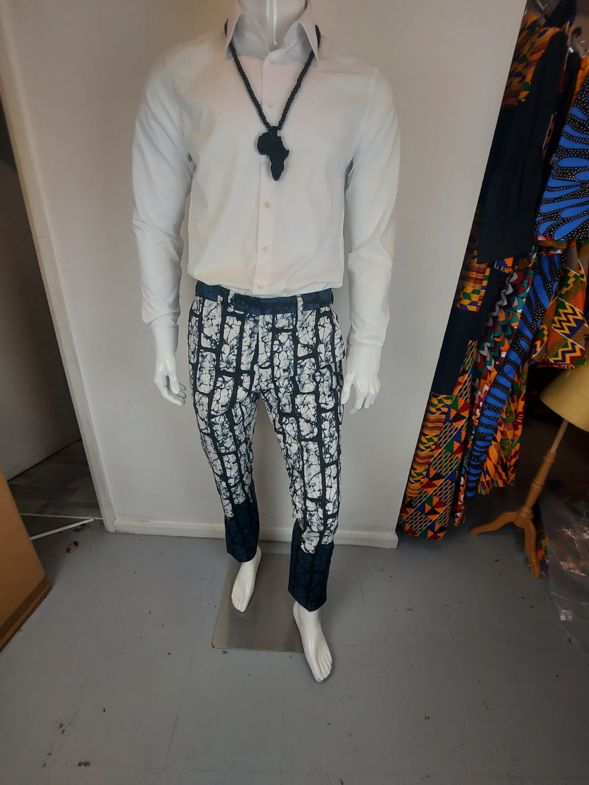 Adire Grid Heritage Trousers